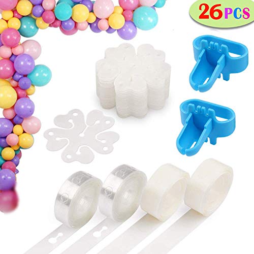 Sinwind Arco para Globos, Kit de Cinta de Tira Decorativa de la Columna de Arco de Arco, Tiras de Cinta de Globo con Pegamento de Punto de Pegamento de Globo, Clips de Flores, Herramienta de Corbata