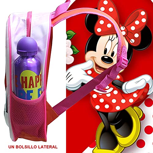 Skyline Mochila Escolar 3D, Minnie Mouse, Mochila Infantil para Niños, 25x31x10 CM, Mochila Poliéster+EVA, Material Escolar, Vuelta al Cole, Ideal para Niños