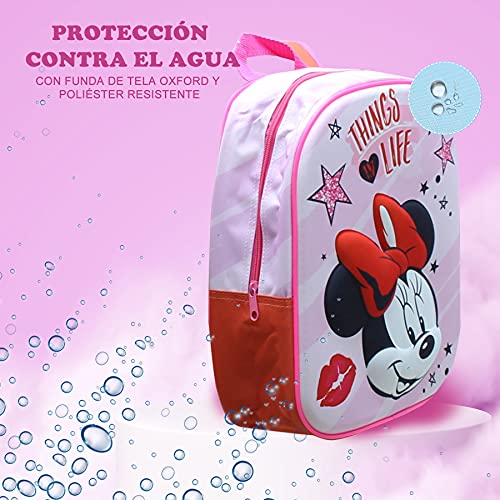 Skyline Mochila Escolar 3D, Minnie Mouse, Mochila Infantil para Niños, 25x31x10 CM, Mochila Poliéster+EVA, Material Escolar, Vuelta al Cole, Ideal para Niños