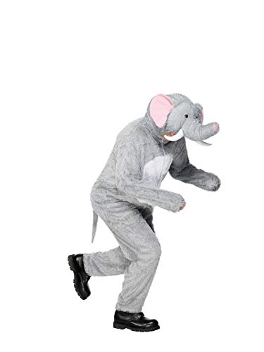 Smiffys-31686l Disfraz de Elefante, Incluye Enterizo con Capucha, Color Gris, L-Tamaño 42"-44" (Smiffy'S 31686L)