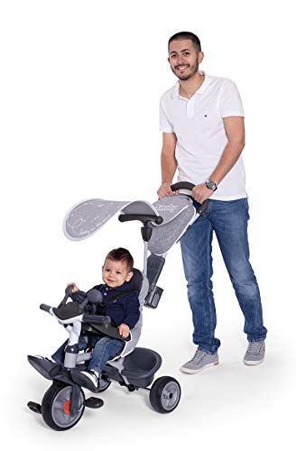 Smoby Triciclo Baby Driver Confort evolutivo Gris con Cuadro de Metal y Ruedas silenciosas (741202)