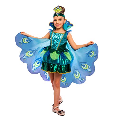 Spooktacular Creations Peacock Dress with Feather Wings and Headband for Girls Halloween Costume and Animal Costumes for Kids (Small ( 5 – 7 yrs))