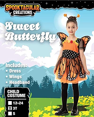 Spooktacular Creations Unique Fantasy Monarch Butterfly Costume for Kids Halloween (Toddler( 3- 4yrs ))