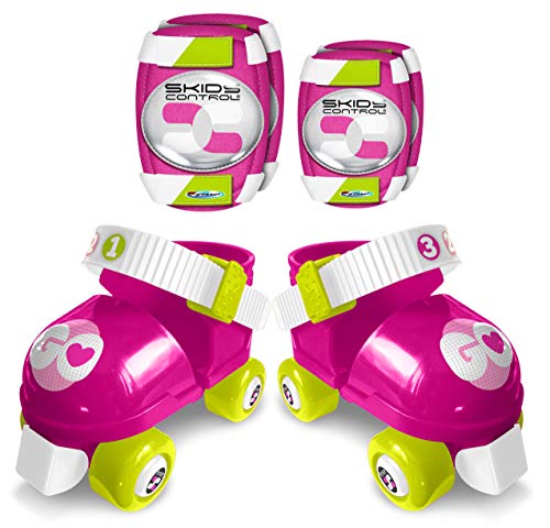 Stamp Set Rollers + E/K Pads Pink Skids Control, Taille 23-27 Roller, Rosa &Blanco