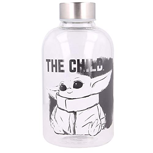 Stor The Mandalorian | Botella De Agua De Cristal De Borosilicato Reutilizable - 620 ml - Botella De Agua De Vidrio con Tapón Hermético