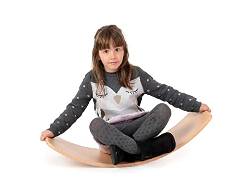 Tabla Curva Montessori niños. Tabla de Equilibrio de Madera Montessori Niños Balance Board Bebe wobbel Balancin Waldorf Juguetes y Juegos Psicomotricidad Infantil