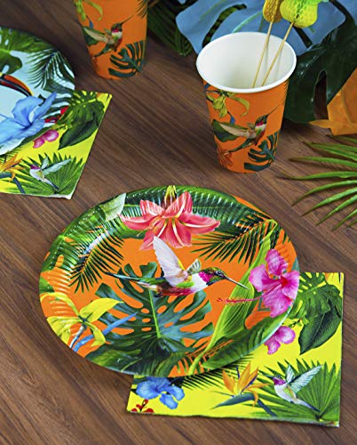 Talking Tables- Fully Recyclable and Biodegradable Fiesta Palm Tree Mexican Luau Hawaiian Cuban Havana Paquete, 330 ml, Color copas tropicales 8 unidades (FST5-CUP-BRIGHT-LV2)