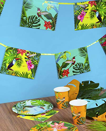 Talking Tables- Fully Recyclable and Biodegradable Fiesta Palm Tree Mexican Luau Hawaiian Cuban Havana Paquete, 330 ml, Color copas tropicales 8 unidades (FST5-CUP-BRIGHT-LV2)