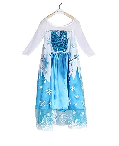 Tante Tina Disfraz de princesa de hielo para niña, con estampado de copos de nieve, color azul, plateado y blanco, talla 110 (104-110)