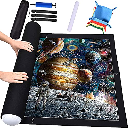 Tapete Puzzle, Tapete para Enrollar Puzzles, Tapete para Puzzles 3000 Piezas, Puzzle Mat Negro,Estera de Rompecabezas Portátil, Puzzle Mat Roll