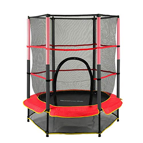 TFCFL 4.6ft Cama Elastica Niños,Cama Elastica Infantil Interior con Red Protectora,Camas Elasticas para Niños Exterior,Trampolin Infantil 1,4 Metros de Diámetro,Aguanta 50 kg