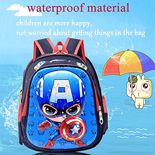 TomicyMochila para Niños Capitán América Escolar Superhéroe Personaje Equipaje De Vacaciones Adolescentes Impresión 3D De Dibujos Animados Regalo De Cumpleaños,Blue-30*24*11cm