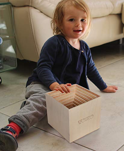 TOWO Cajas apilables de madera pura, bloques de vasos para anidar y clasificar para niños pequeños, cubos apilables, juguetes educativos de aprendizaje para niños de 2 años, materiales Montessori