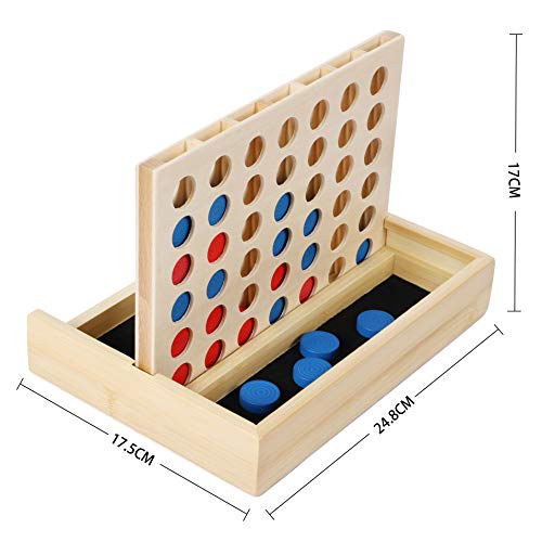 TOWO Connecta 4 juego de madera-Clásico juego de estrategia para niños adultos-Ponga 4 fichas del mismo color en una fila-Juegos de viaje Juegos de mesa familiares Juguetes de regalo para 6 años