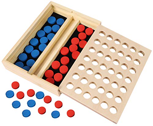 TOWO Connecta 4 juego de madera-Clásico juego de estrategia para niños adultos-Ponga 4 fichas del mismo color en una fila-Juegos de viaje Juegos de mesa familiares Juguetes de regalo para 6 años