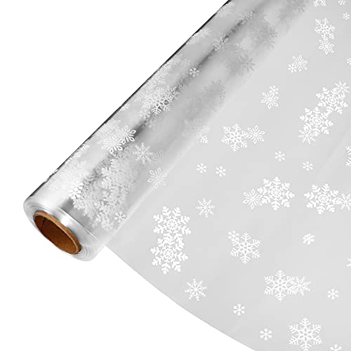 TOYANDONA Transparente Copo de Nieve Celofán Flores Artesanía Envoltura Papel 3 Mil Navidad Envoltura Embalaje Papel Regalo Envoltura Rollo ( 3000X86cm )