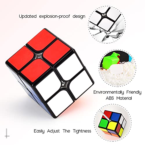 TOYESS Cubo de Mágico 2x2 Profesional, Cubo de Velocidad Clásico Rompecabezas 3D Rápido Todas Las Edades, Negro