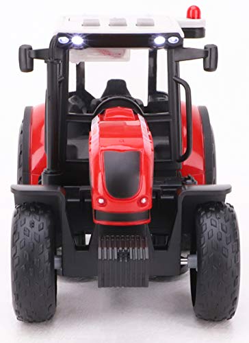 TOYLAND® Tractor y Remolque Rojo de 37 cm con Luces y Sonido - Juguetes agrícolas para niños (Tractor y Remolque Rojo)