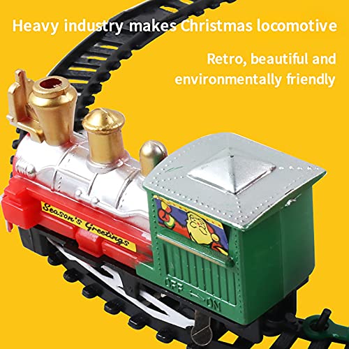 Tren eléctrico de Navidad, 216 cm, diseño navideño de tren clásico, tren de vapor eléctrico, juguetes de camino de hierro, coches pista de carreras, juguete de tren a pilas para niños