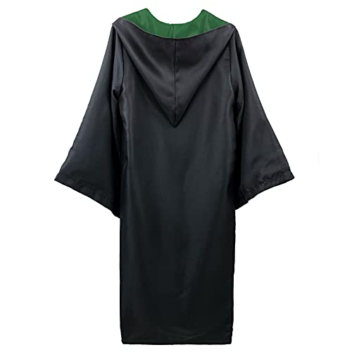 Túnica Mago Verde con Capucha Hombre Mujer Unisex Disfraz Hechicero Bruja Aprendiz Colegial【Tallas Adulto S a L】[Talla S] Disfraz Uniforme Cosplay Carnaval Halloween