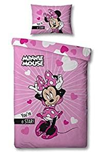 Twenty Feet Minnie Mouse - Juego de cama (funda nórdica de 140 x 200 cm, 2 fundas de almohada y 2 bolígrafos 3 en 1)