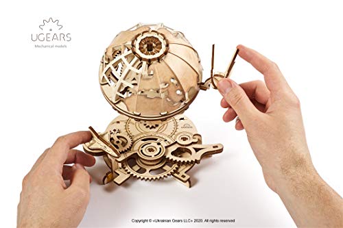 UGEARS Puzzles Globo terráqueo Giratorio Modelo mecánico-Rompecabezas para Adultos de Madera 3D-Kits (70128)