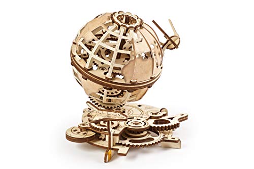 UGEARS Puzzles Globo terráqueo Giratorio Modelo mecánico-Rompecabezas para Adultos de Madera 3D-Kits (70128)