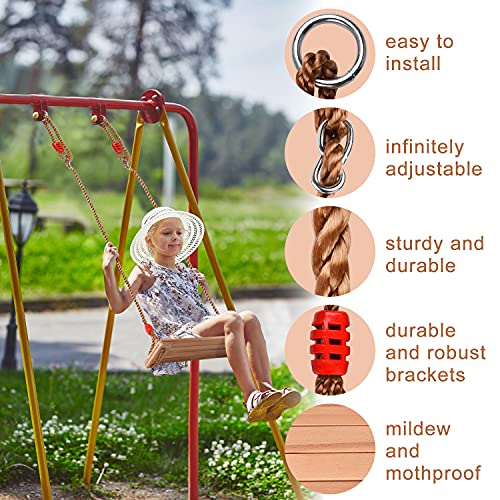 Ulikey Columpio de Madera, Columpio de Jardín hasta 150kg, Madera Asiento de Swing para Adultos y Niños, Columpio Infantil al Aire Libre con Cuerda Regulables, Ideal para Interiores e Exteriores