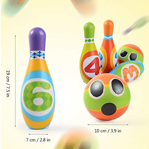 Ulikey Juego de Bolos para Niños con 6 Alfileres y 2 Bolas, Bowling Set, Bolera de Juguete Educativos, Bolos Infantiles Juegos Exterior Juguete Interactivos 3 4 5 Años (6 Alfileres y 2 Bolas)