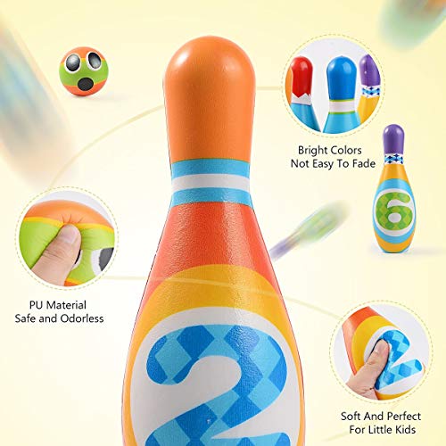 Ulikey Juego de Bolos para Niños con 6 Alfileres y 2 Bolas, Bowling Set, Bolera de Juguete Educativos, Bolos Infantiles Juegos Exterior Juguete Interactivos 3 4 5 Años (6 Alfileres y 2 Bolas)