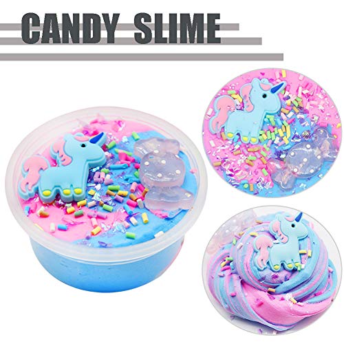 Unicorn-Fluffy Slime,Paquete de 4 Juegos de Limo de Mantequilla,Limo de Nube de Suave,Fluffy Slime Kit de Colorful Slime,Charm Butter Slime Supplies Stress Relief DIY Toy for Girls and Boys