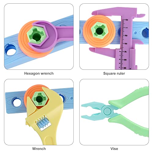 Veluoess 79 Pieza Juego de Herramientas de Construcción, Caja de Herramientas de Juguete para Niños Ensamblar Juego de Juguetes de Construcción Juego de Simulación de Bricolaje Regalo para Niños