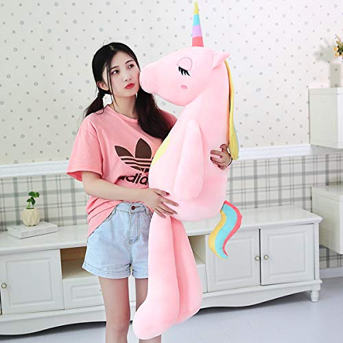 VineCrown Dulce Unicornio Felpa Juguete Lindo Peluche Almohada Suave Novia como Regalo de cumpleaños (60cm, Rosa)