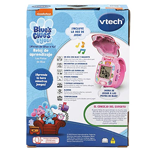 VTech VTech-123-611767 Pistas de Blue y tú Reloj de Aprendizaje, Juguete Educativo para niños +3 años, Voces Originales de la Serie, Color Rosa, versión ESP (3480-611767)