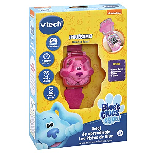 VTech VTech-123-611767 Pistas de Blue y tú Reloj de Aprendizaje, Juguete Educativo para niños +3 años, Voces Originales de la Serie, Color Rosa, versión ESP (3480-611767)