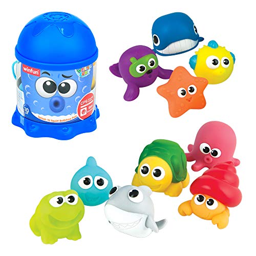 winfun - Juego 10 animalitos marinos de goma para el baño (46333) , color/modelo surtido