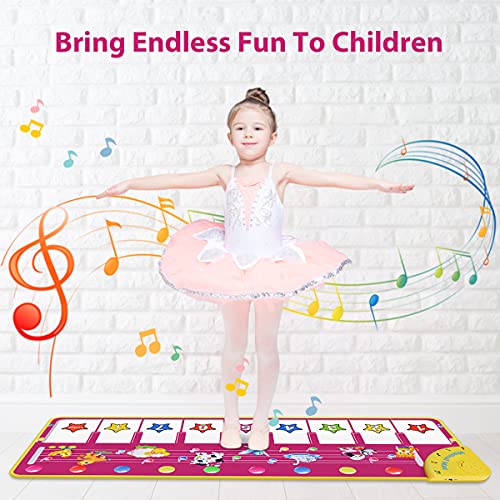 WOSTOO Alfombrilla Para Piano, Alfombrilla Musical De Danza Para Niños con Linda Voz De Animales, Alfombrilla de Baile Juguetes , Alfombra De Teclado Piano Para Niños Y Niñas, 100 X 36 cm