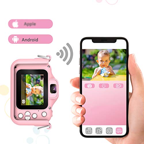 WQYY Niños cámara Digital, cámaras duales de la cámara con 2,0 Pulgadas IPS Pantalla de Alta definición, Regalos para los 3-12 años de Edad Chicos niñas (Tarjeta de 32 GB Incluido),Pink-Ordinary