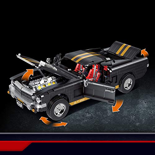 WWEI Piezas de construcción de coche para Ford Mustang GT 350,1:10, modelo Speed Champions Racing, bloques de construcción compatibles con Lego