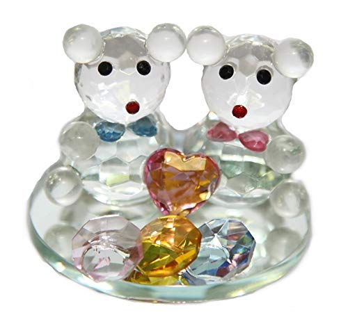 WWW.Vienna-Fashion.at - Juego de 2 ositos con corazón y pajarita de cristal para San Valentín (5,5 cm)