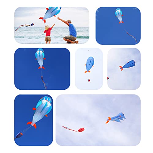 WYDA Cometa Dolphin Kites para niños y Adultos Fácil de Volar Cometa para Principiantes para el Juego al Aire Libre Excedición de Playa sin Marco Suave para parafoil Kite Viaje