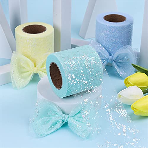 XINGTAO Papel de Regalo 25yard / Rollo 6 cm / 8cm ilusorio Brillo Tul Lentejuelas Lentejuelas Cristal Organza Sheer Tela Bricolaje Falda de tutú de artesanía Decoración de la Boda