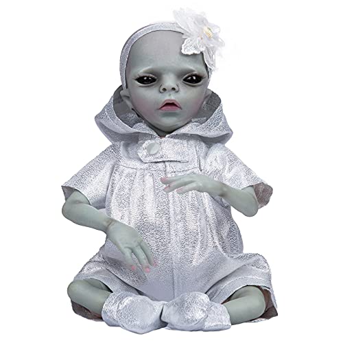 YIHANGG Muñeca Reborn De 14 Pulgadas Muñeca con Acabado Alienígena Muñeca Pintada Hecha A Mano Detallada Color De Piel Azul Coleccionable