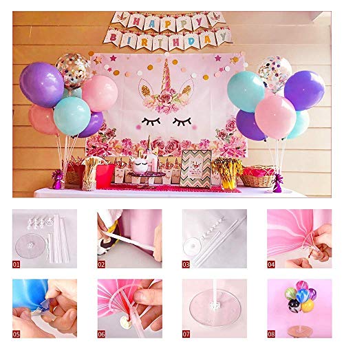 YIKEF 4 Juego de 28 "Altura Kit de Soporte de Globos para Mesa para Decoraciones de Fiestas de cumpleaños y Bodas, Globos de Feliz cumpleaños Decoraciones para Fiestas y Navidad