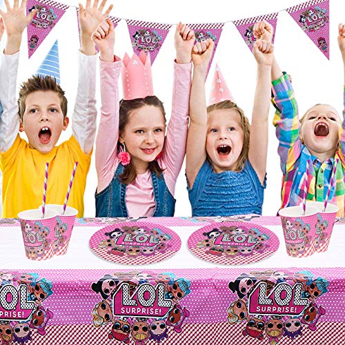 Yisscen - Juego de 52pcs para Fiestas de muñecas Sorpresa LOL, Juego de Suministros para Fiestas de cumpleaños, se Aplica a Fiestas de cumpleaños de niños, Decoraciones de Mesa, Fiestas de Barbacoa