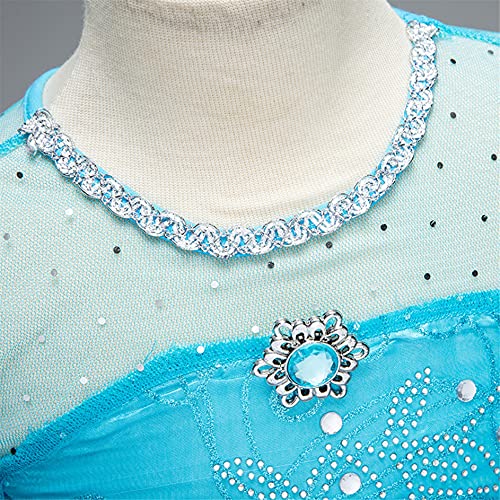 YOSICIL Vestido de Princesa Elsa Vestido Frozen Niñas Disfraz Traje de Cumpleaños Ninas Fancy Dress Nina Disfraz Elsa Princesa Cosplay con Accesorios Traje de Arrastre 3-10Años 110-150cm