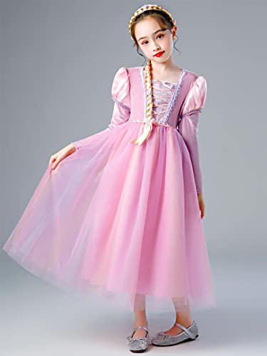 YOSICIL Vestido Princesa Niña Disfraz Princesa Sofia Tul Rapunzel Traje Manga Larga Navidad Cumpleaños Fiesta Ceremonia Aniversario Cosplay con Accesorios