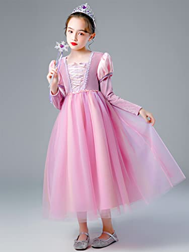 YOSICIL Vestido Princesa Niña Disfraz Princesa Sofia Tul Rapunzel Traje Manga Larga Navidad Cumpleaños Fiesta Ceremonia Aniversario Cosplay con Accesorios