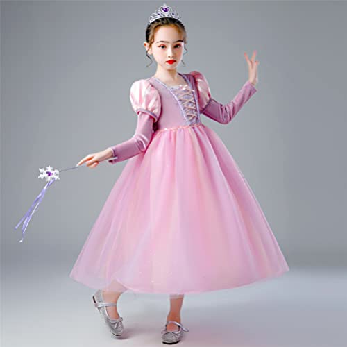 YOSICIL Vestido Princesa Niña Disfraz Princesa Sofia Tul Rapunzel Traje Manga Larga Navidad Cumpleaños Fiesta Ceremonia Aniversario Cosplay con Accesorios