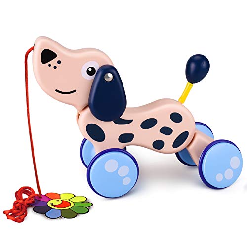 YoungRich Juego de Arrastre, Juguete Educativo para bebés Pequeño Niño Lindo Juguete Animal Palo de Arrastre para niños de 18 Meses en adelante (Perro)